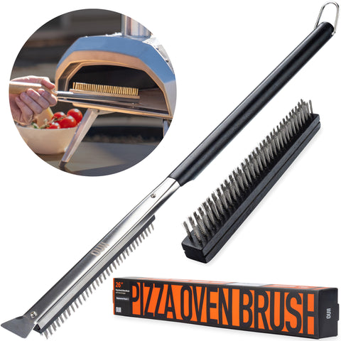 OUII Pizza Oven Brush with 2 Brush Heads - Black