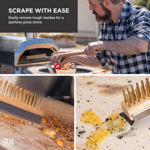 OUII Pizza Oven Brush with 2 Brush Heads - Wood