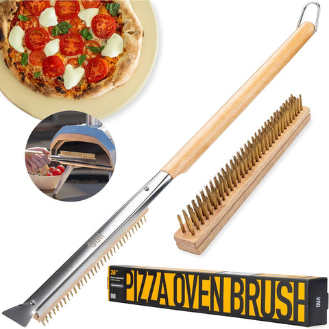 OUII Pizza Oven Brush with 2 Brush Heads - Wood